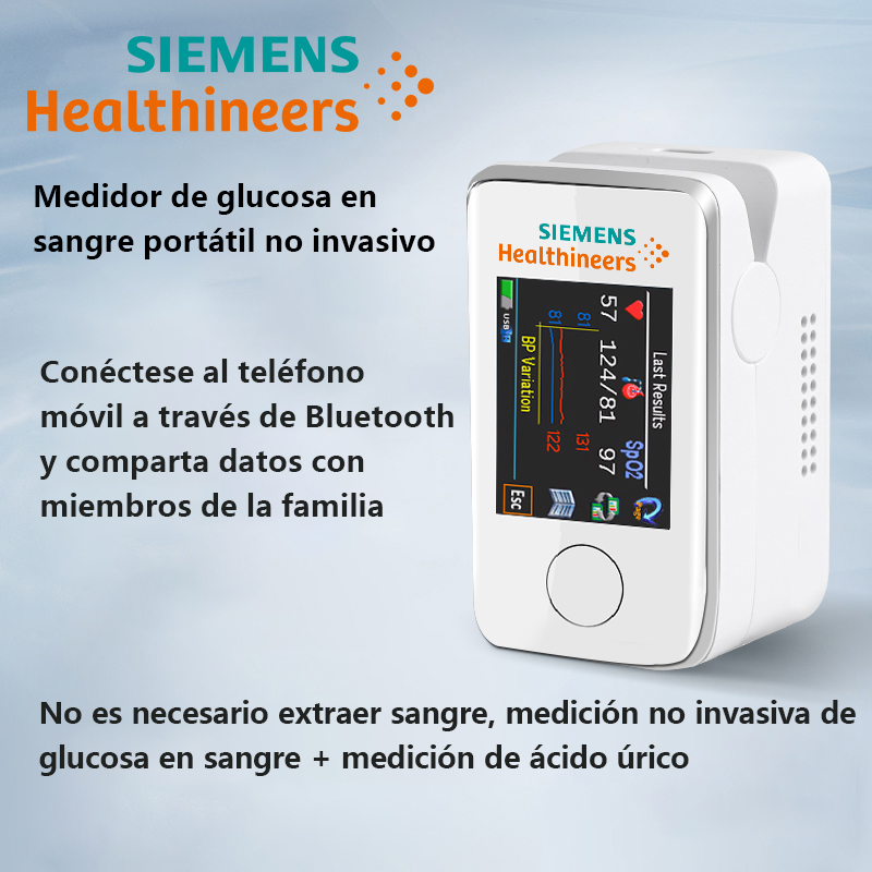 [Medidor de glucosa en sangre multifuncional no invasivo] Examen completo, medición de azúcar en sangre, medición de presión arterial, examen de ácido úrico, examen cardiovascular, examen cardiopulmonar, examen de riñón, examen de pulso, examen de temperatura, conexión Bluetooth, pantalla táctil grande